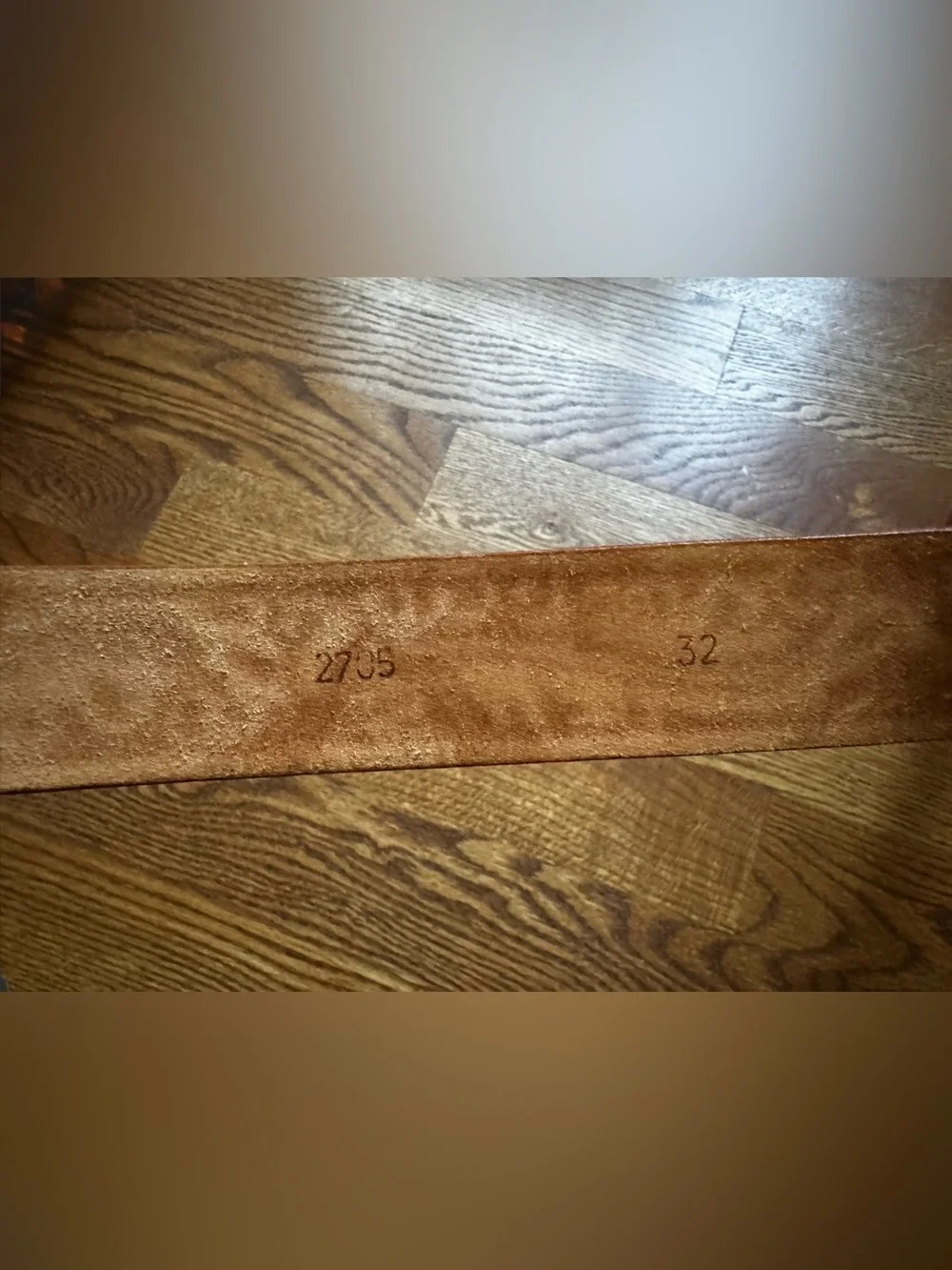 Brown Tooled Leather Western Cowboy Belt Silver Tone Buckle 32”